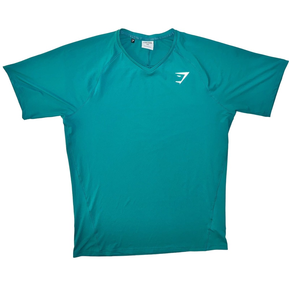 Gymshark Performance Active V neck Tshirt Teal‎ Green Sz XXL